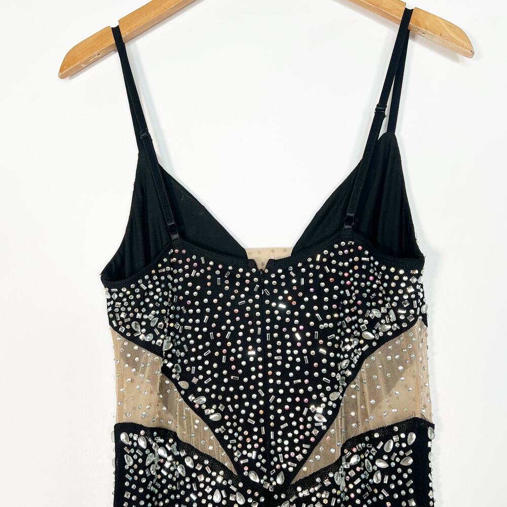 Banjul Beaded Rhinestone Black Bodycon Mini Formal Dress Womens L NWOT - Picture 11 of 16